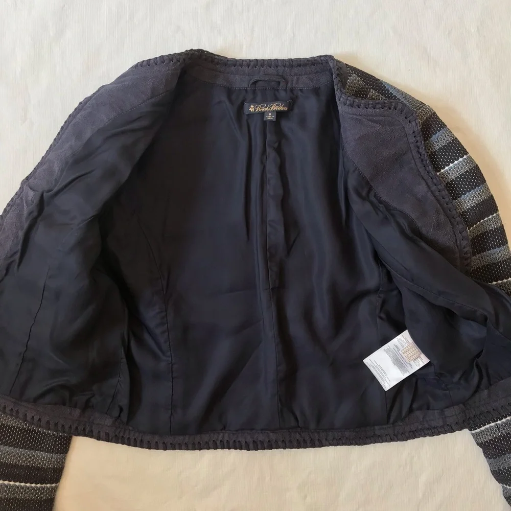 Brooks Brothers Navy Leather Blazer